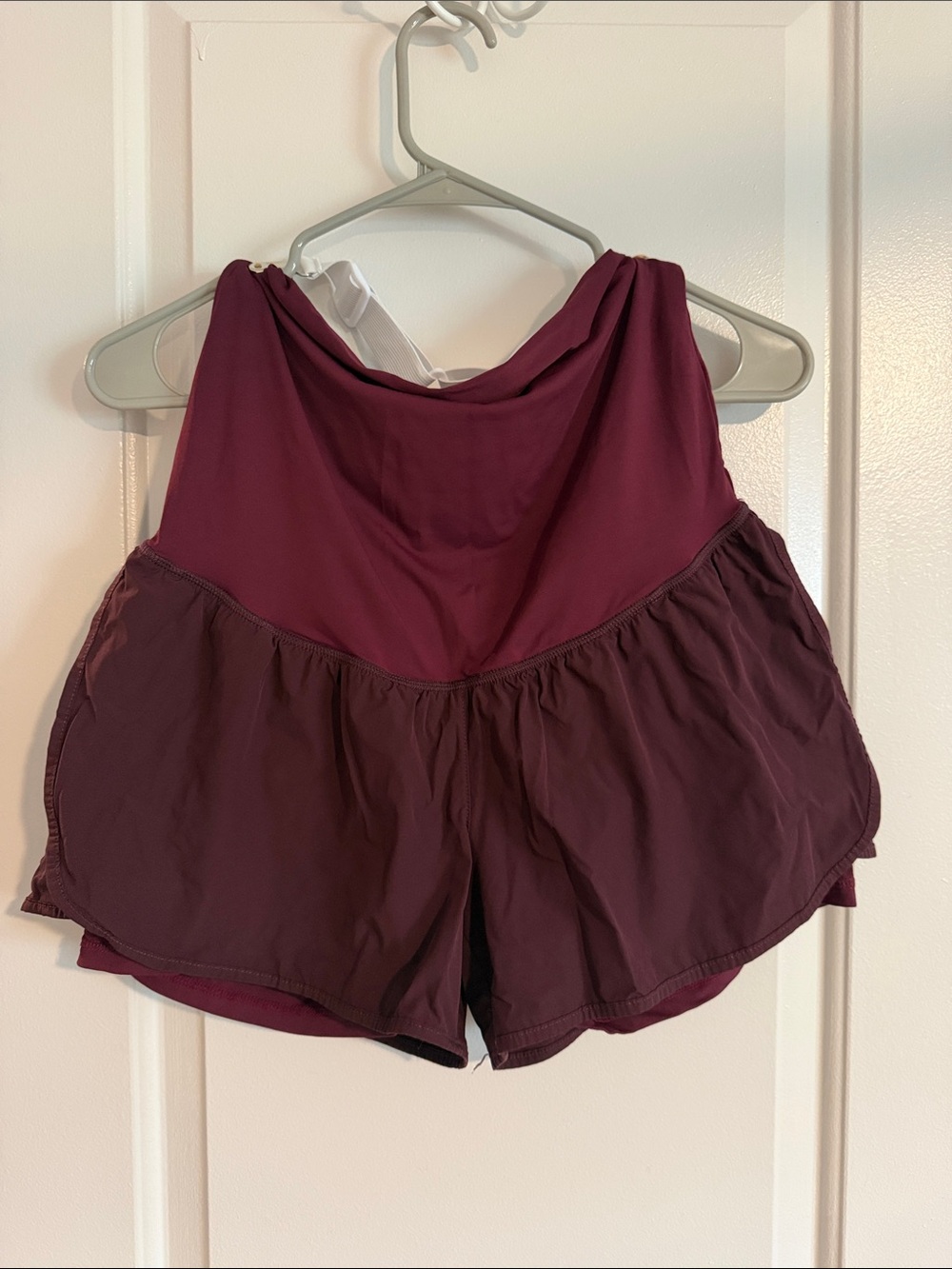 Athletic Maternity Maroon Women's Running Shorts